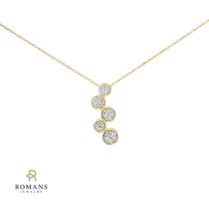 Cluster Diamond Journey Pendant 14K Yellow Gold .37 CTW