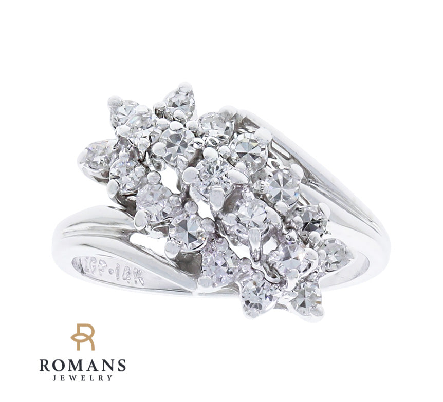 Cluster Diamond Ring 14K White Gold .57 CTW