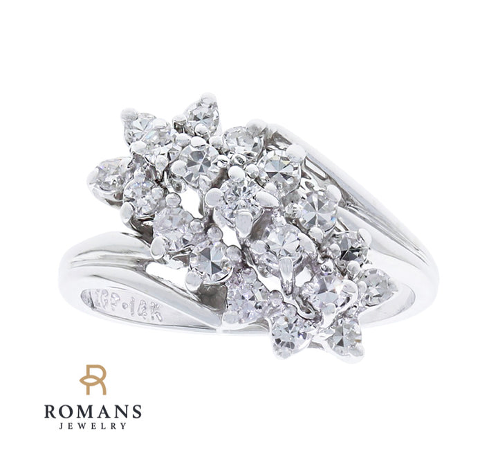 Cluster Diamond Ring 14K White Gold .57 CTW