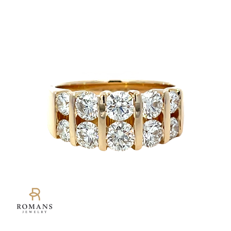 Cluster Diamond Ring 14K Yellow Gold 1.92CTW