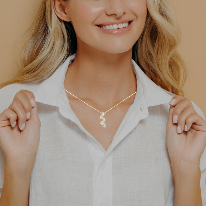 Cluster Diamond Journey Pendant 14K Yellow Gold .37 CTW