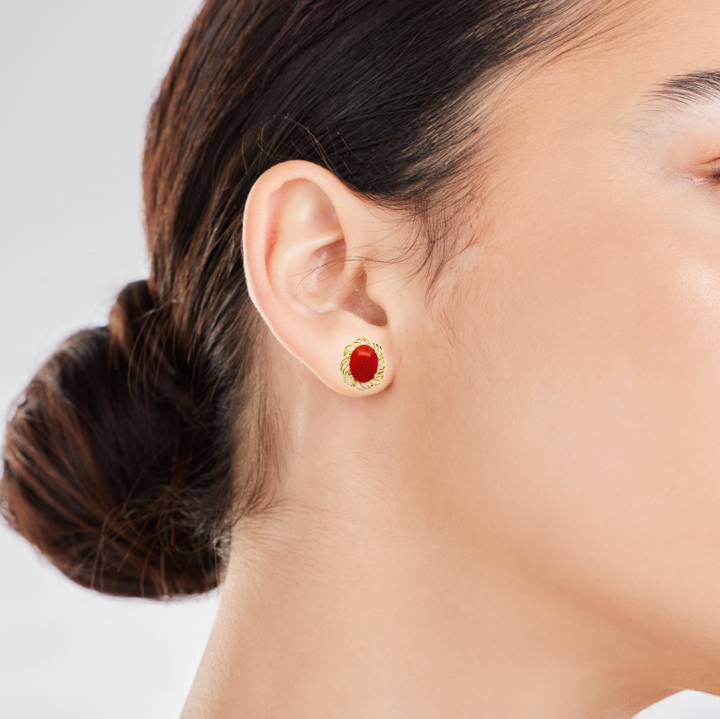 Coral Earrings 14K Yellow Gold