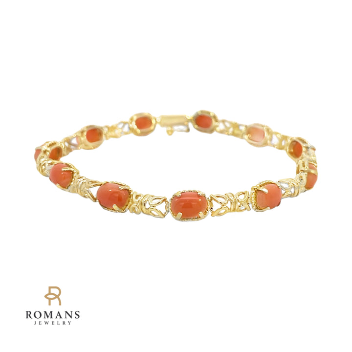 Coral Vintage-Inspired Bracelet 14K Yellow Gold