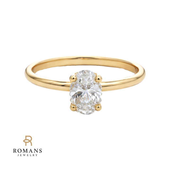 Covenant Hidden Halo .50CT Oval Natural Diamond 14K Yellow Gold