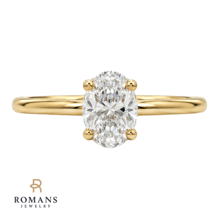 Covenant Hidden Halo .50CT Oval Natural Diamond 14K Yellow Gold