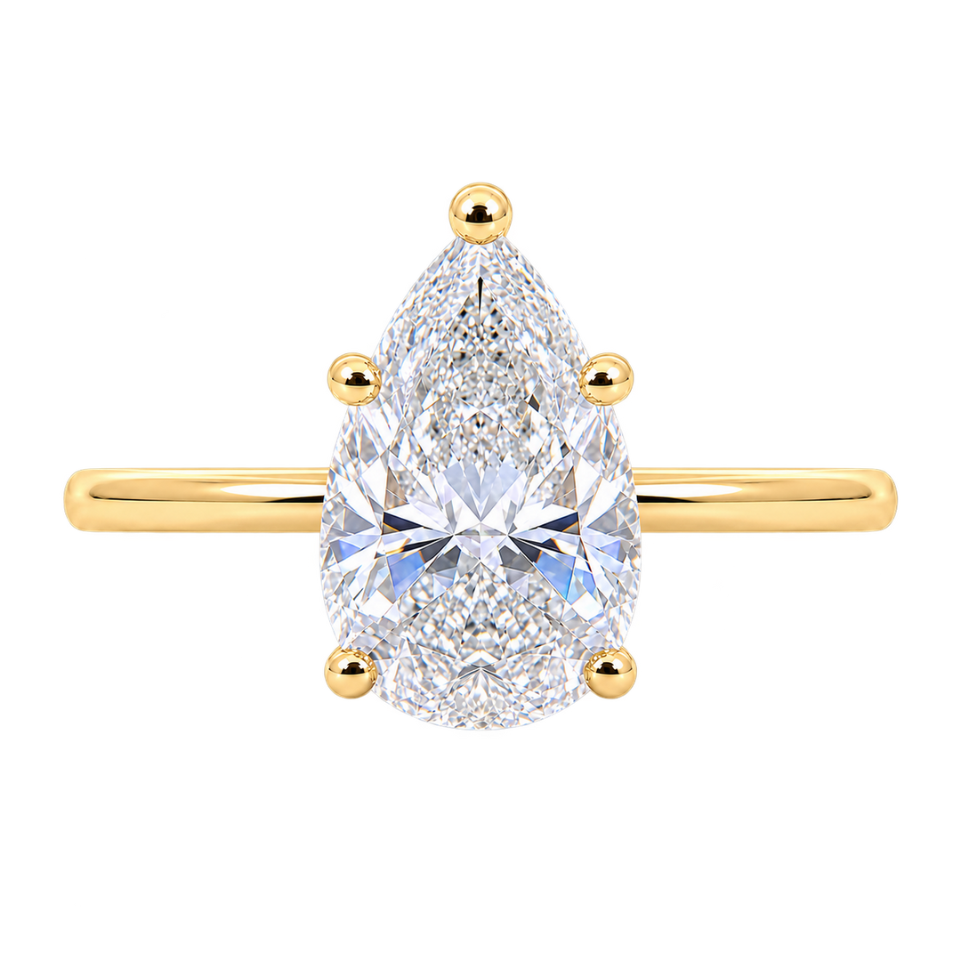 Covenant Hidden Halo 2.71CT Pear Natural Diamond 14K Yellow Gold