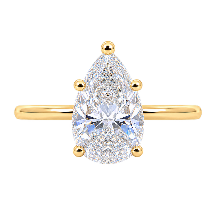 Covenant Hidden Halo 2.71CT Pear Natural Diamond 14K Yellow Gold