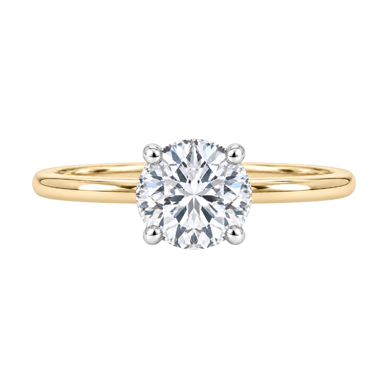 Covenant Hidden Halo Round Natural Diamond Engagement Ring 0.94CT 14K Two Tone