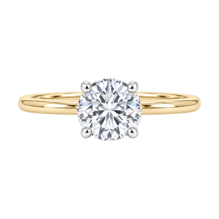 Covenant Hidden Halo Round Natural Diamond Engagement Ring 0.94CT 14K Two Tone