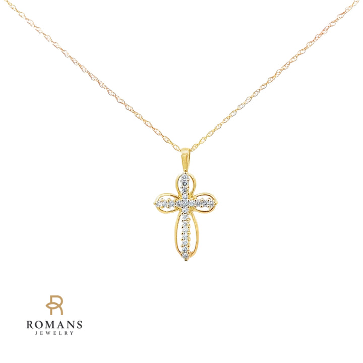 Cross Diamond Necklace 14K Yellow Gold .15 CTW