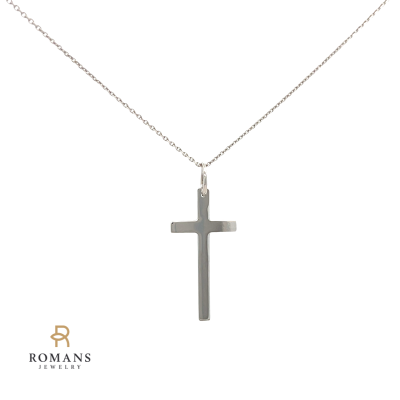 Cross Pendant 14K White Gold 21MM