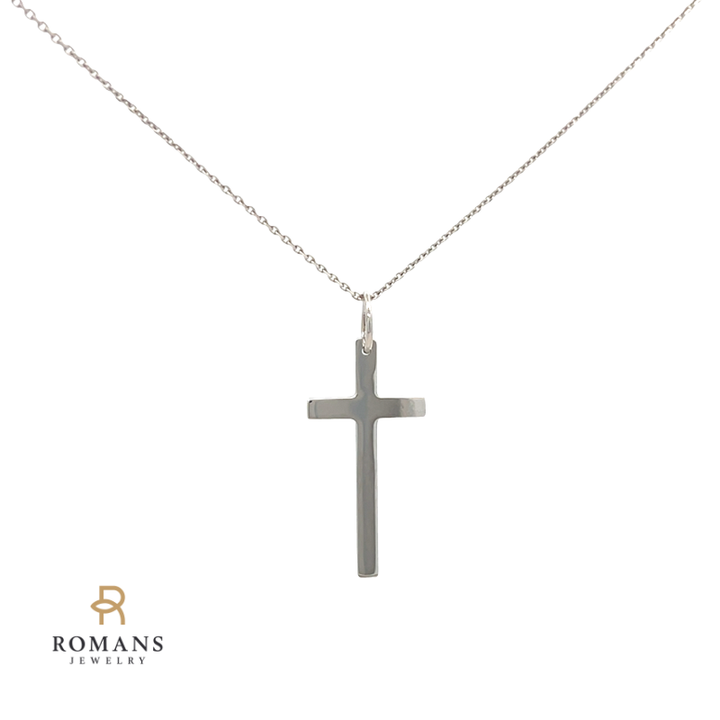 Cross Pendant 14K White Gold 21MM