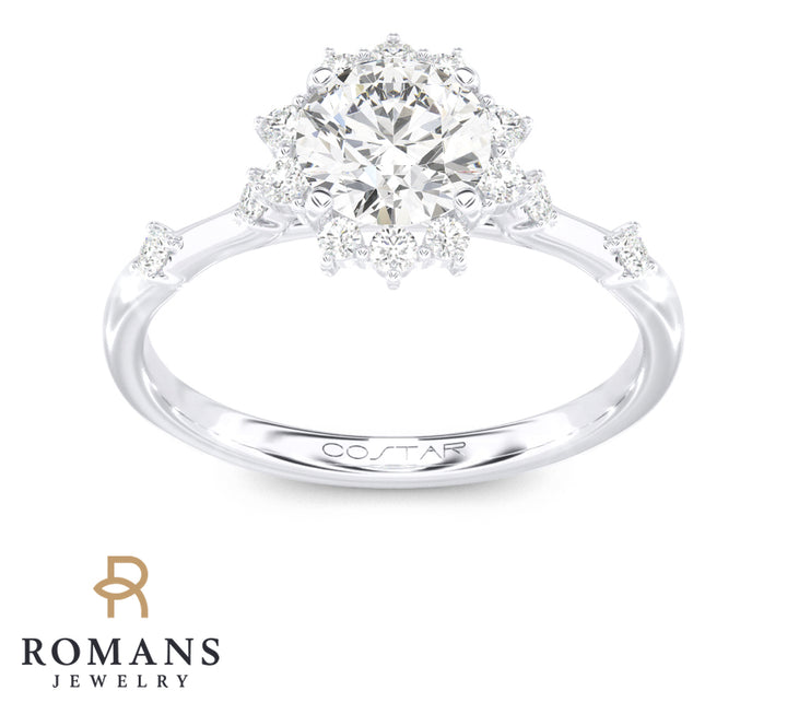Cubic Zirconia Diamond Engagement Setting 14K White Gold