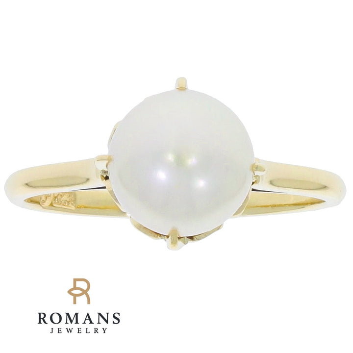 Cultured Pearl 8MM Ring 14K Yellow Gold