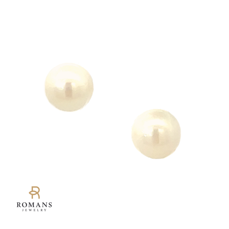 Cultured Pearl Stud Earrings 14K Yellow Gold