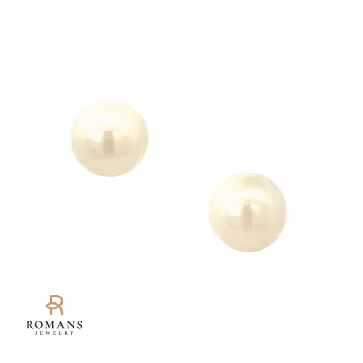 Cultured Pearl Stud Earrings 14K Yellow Gold