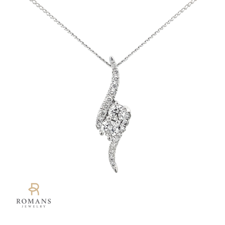 Curved Diamond Pendant 14K White Gold .50CTW