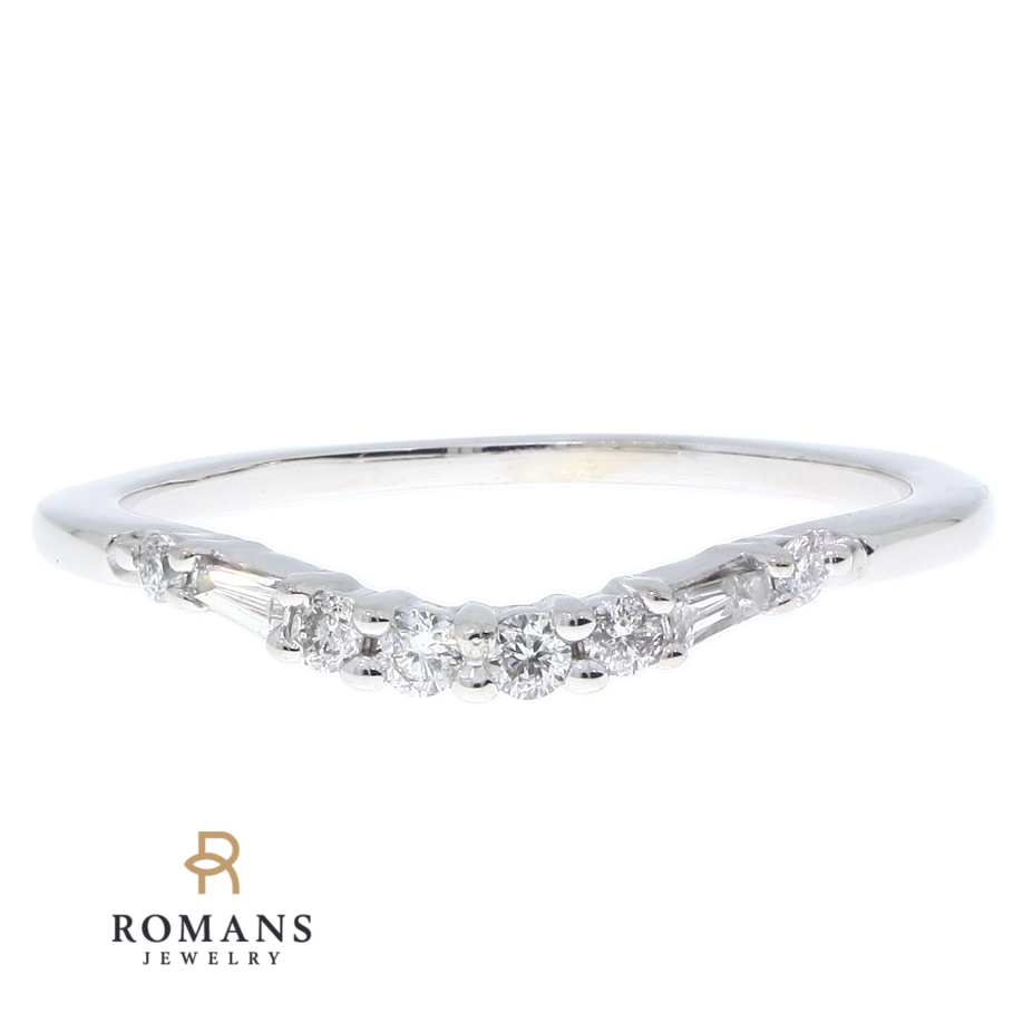 Curved Diamond Wedding Band 14K White Gold