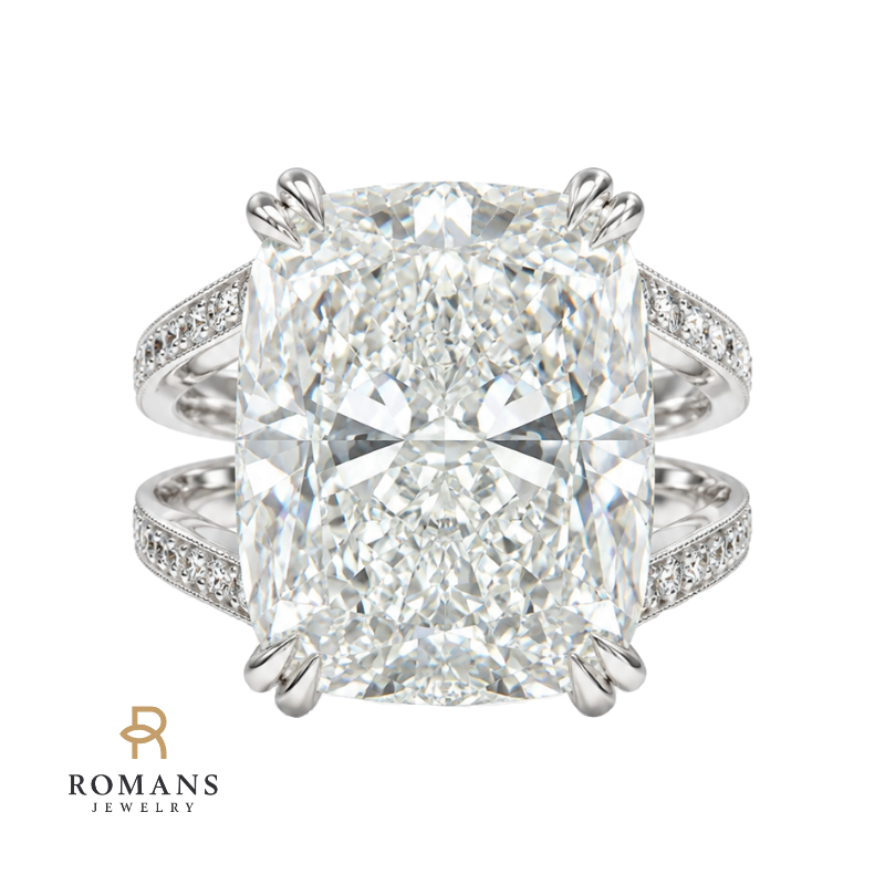 Cushion Lab Grown Diamond Vintage Filigree Engagement Ring 10.74CTW Platinum