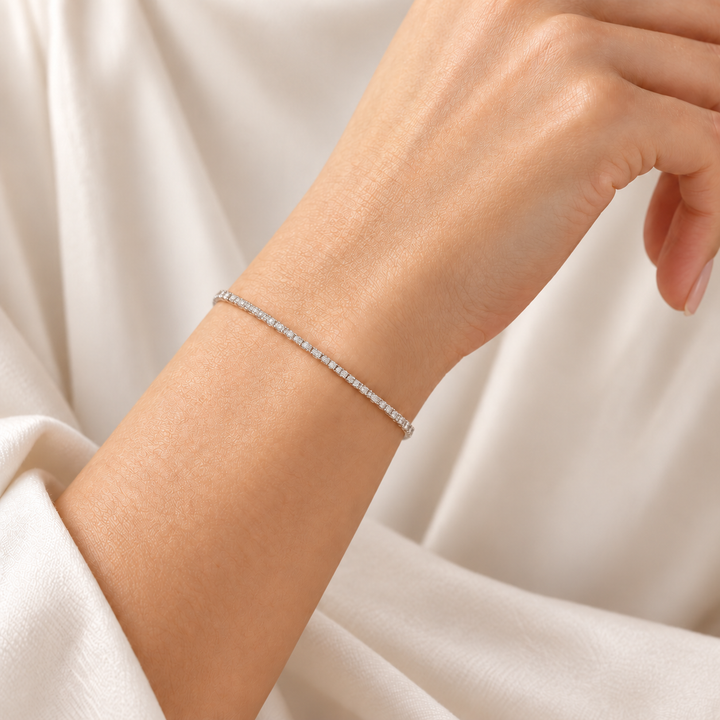 Natural Diamond Tennis Bracelet 14K White Gold 1.66CTW