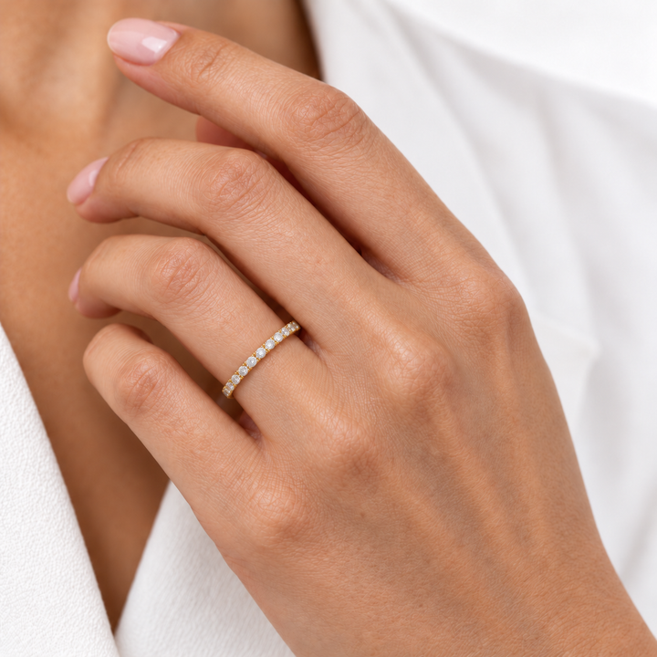 Thin Diamond Stacking Ring 14K Yellow Gold .21CTW
