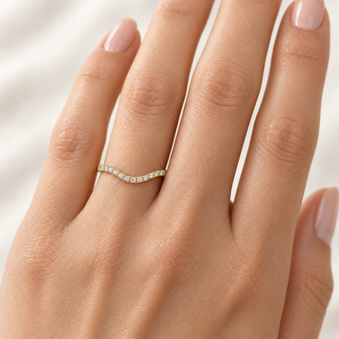 Curve Diamond Wedding Band 14K Yellow Gold .33CTW