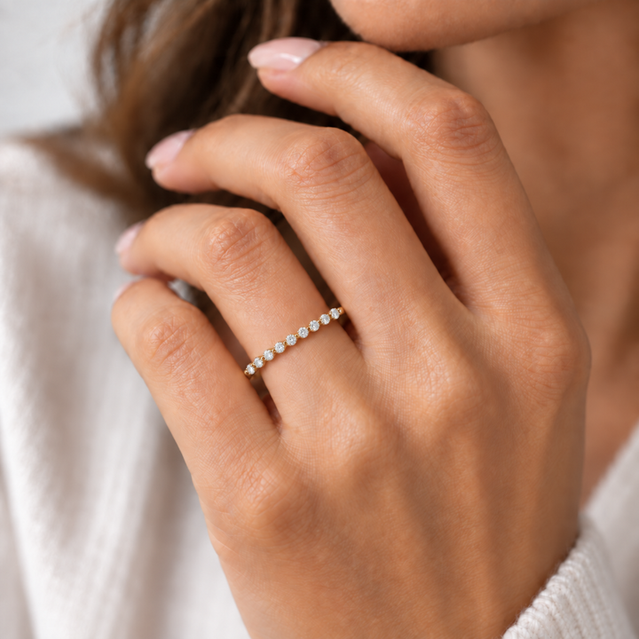 Dainty Diamond Shared Prong Band 14K Yellow Gold .24CTW