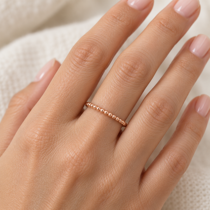 Beaded Stackable Band 10K Rose Gold 1.75MM
