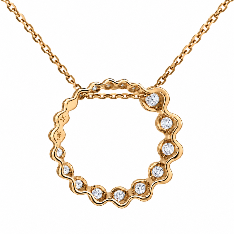 Diamond Circle Journey Pendant .90CTW 14K Yellow Gold