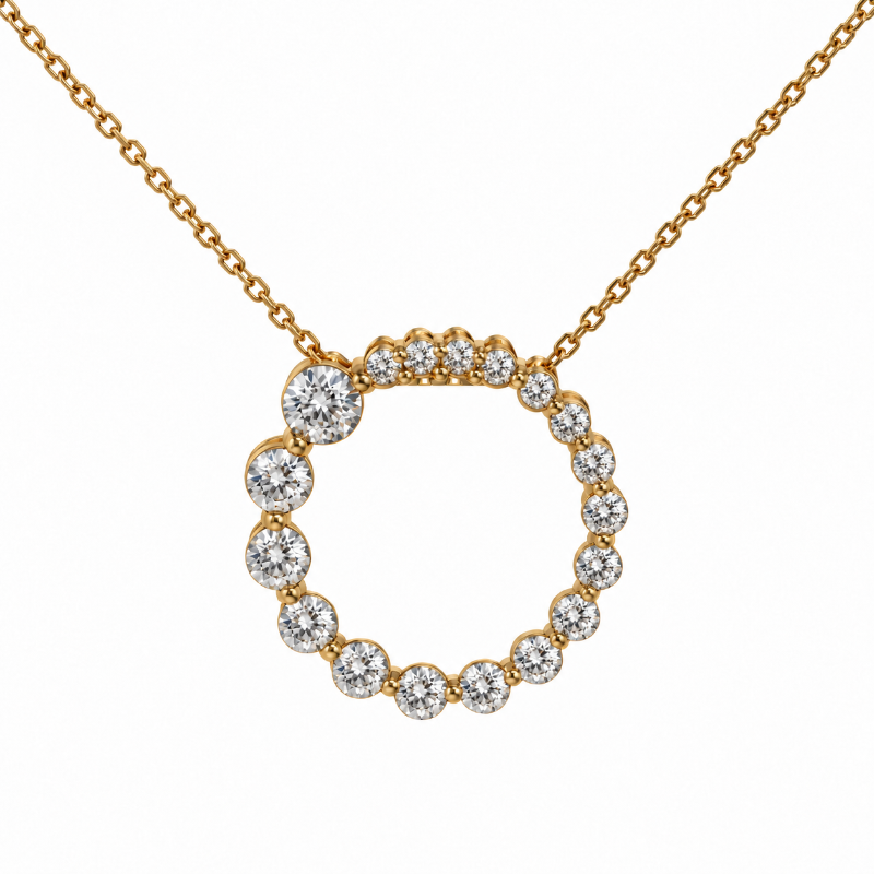 Diamond Circle Journey Pendant .90CTW 14K Yellow Gold