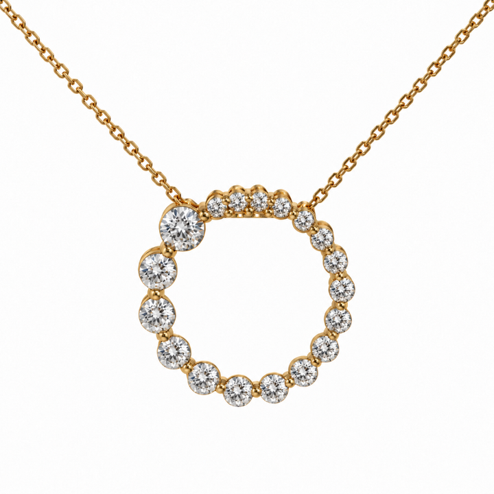 Diamond Circle Journey Pendant .90CTW 14K Yellow Gold