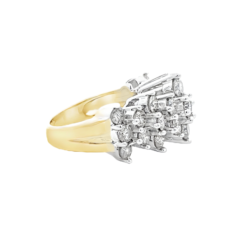 Diamond Cluster Ring 14K Two Tone 2.28CTW