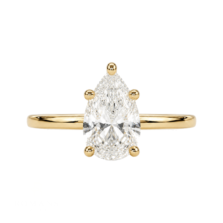 Diamond Pear Cut Solitaire Ring 14K Yellow Gold 1.01CT GIA
