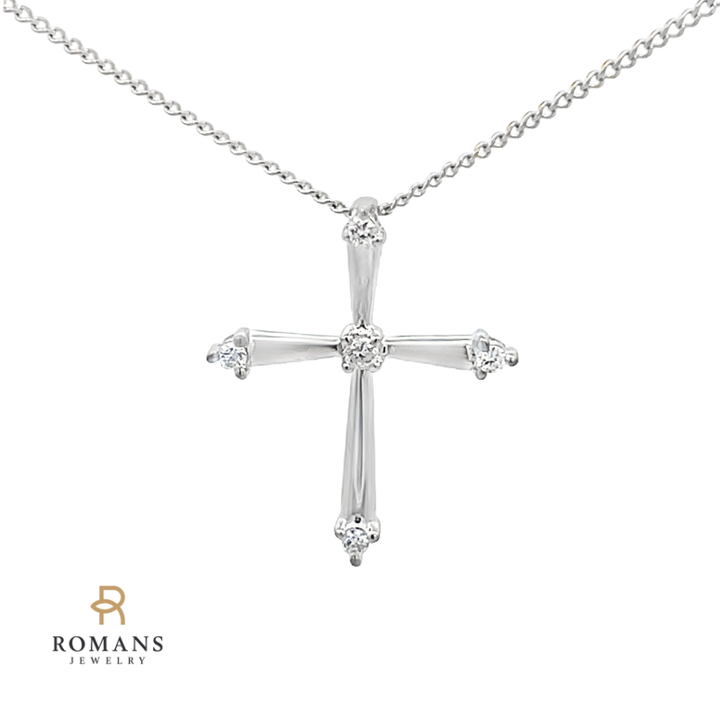 Diamond Accented Cross Pendant 18K White Gold .06 CTW