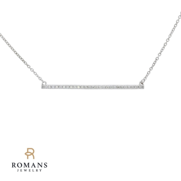 Diamond Bar Necklace 14K White Gold .13CTW