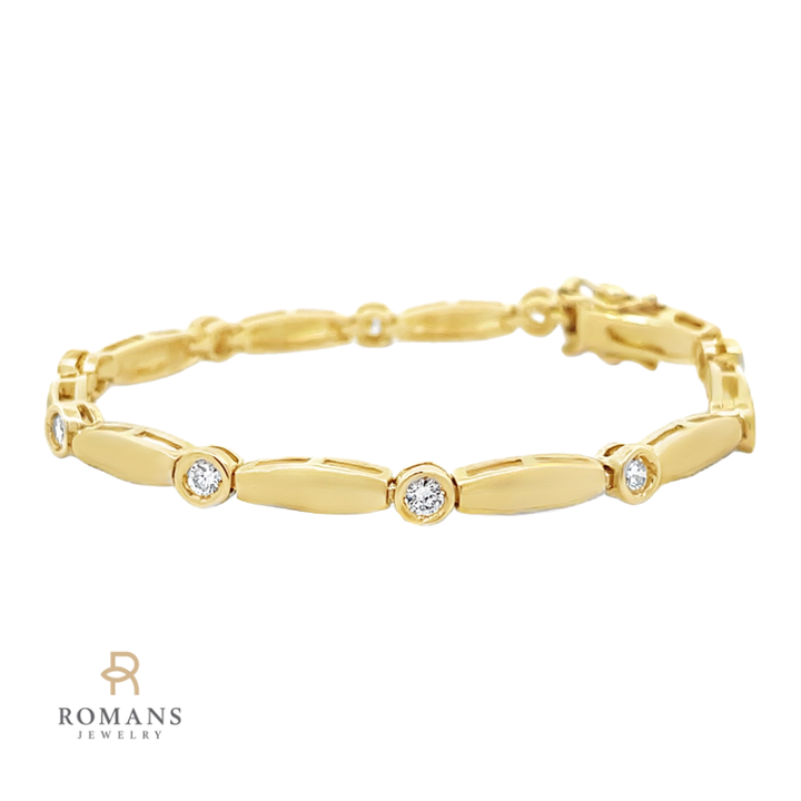 Diamond Bezel Set Tennis Bracelet 14K Yellow Gold 0.80CTW