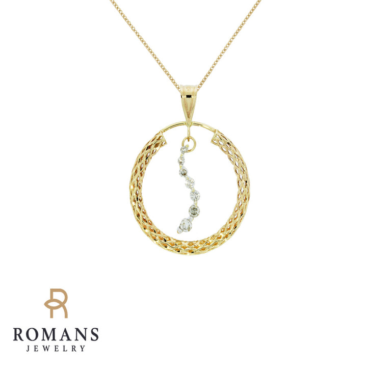 Diamond Circle Journey Pendant 14K Two Tone .21CTW