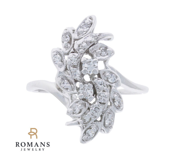 Diamond Cluster Ring 14K White Gold .28 CTW