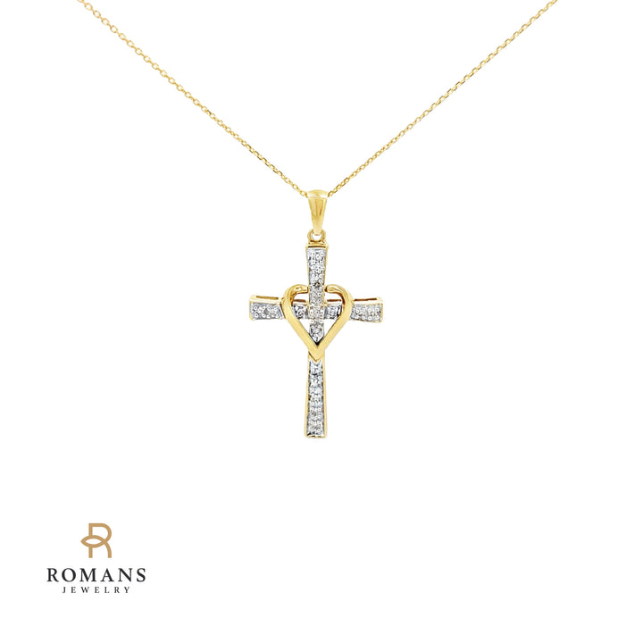 Diamond Cross Pendant 10K Two Tone 0.10CTW