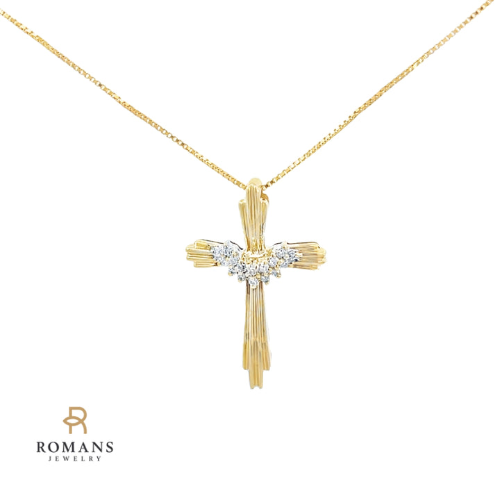Diamond Cross Pendant 10K Yellow Gold .08 CTW