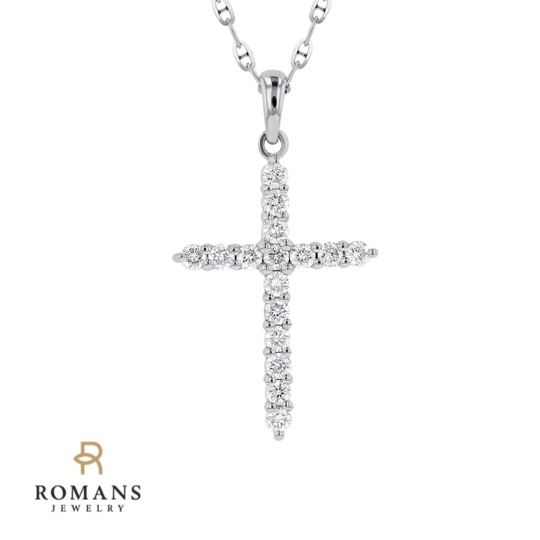 Diamond Cross Pendant 14K White Gold .23CTW