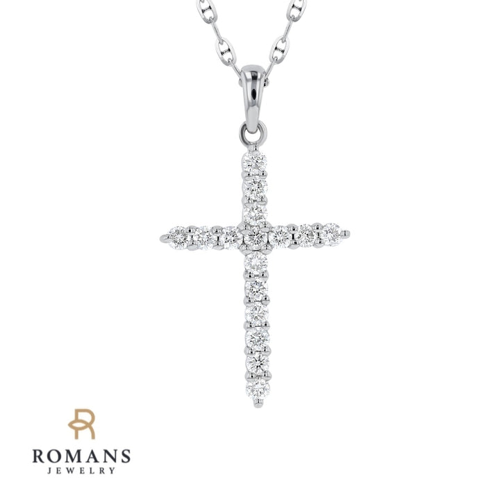 Diamond Cross Pendant 14K White Gold .23CTW