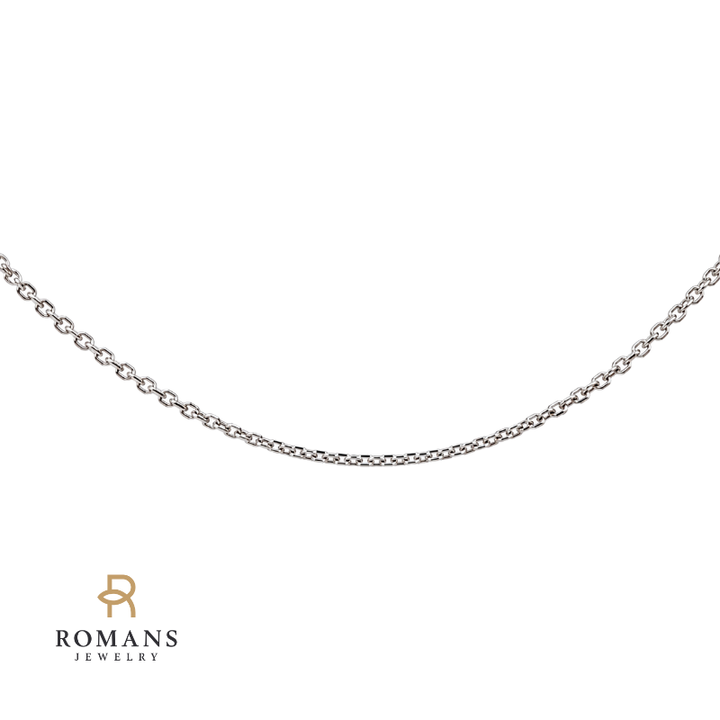 Diamond Cut Cable Solid Link Chain 14K White Gold 1MM 16.75"