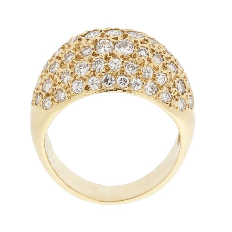 Pave Diamond Dome Ring 14K Yellow Gold 1.50 CTW