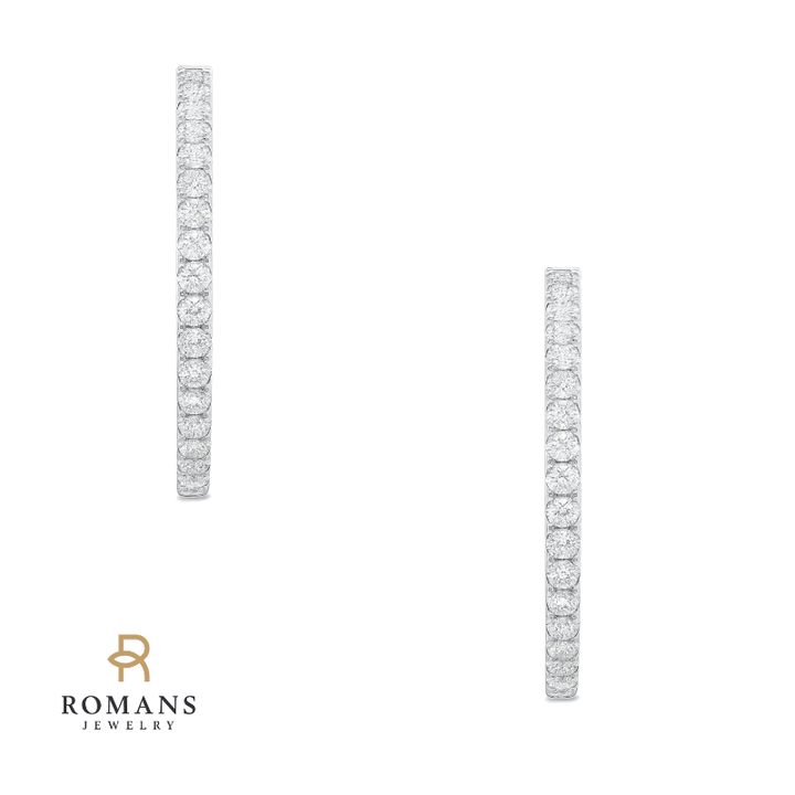 Diamond Double Row Hoops 14K White Gold .40CTW