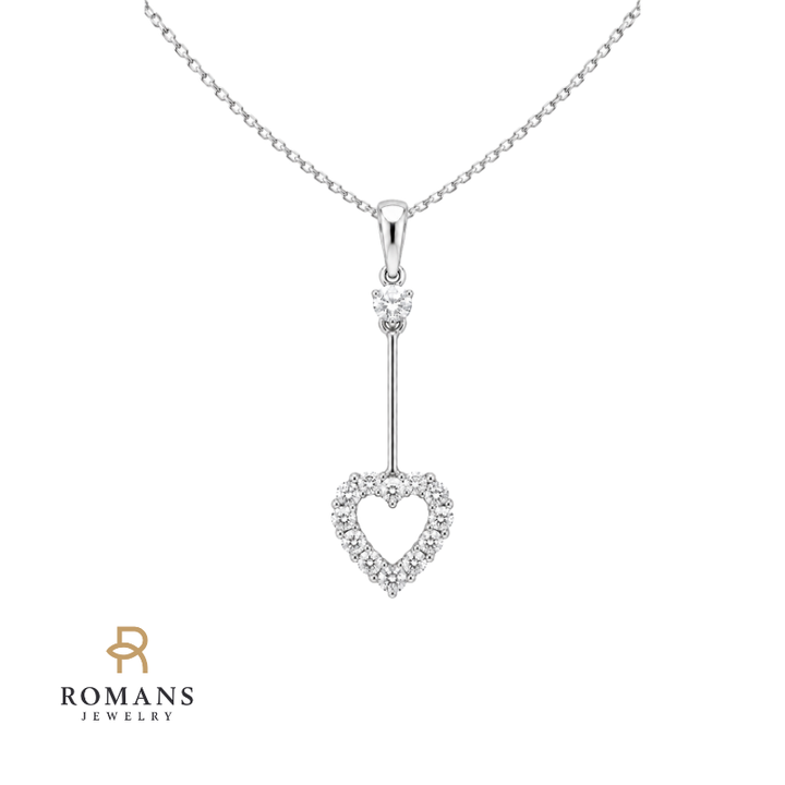 Diamond Drop Heart Pendant 0.20CT 14K White Gold