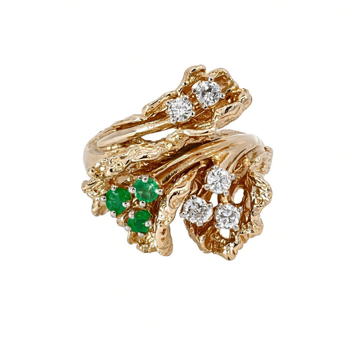 Diamond Emerald Flower Ring