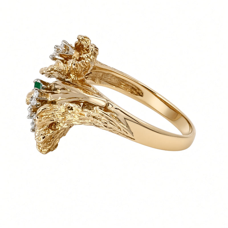 Diamond Emerald Flower Ring