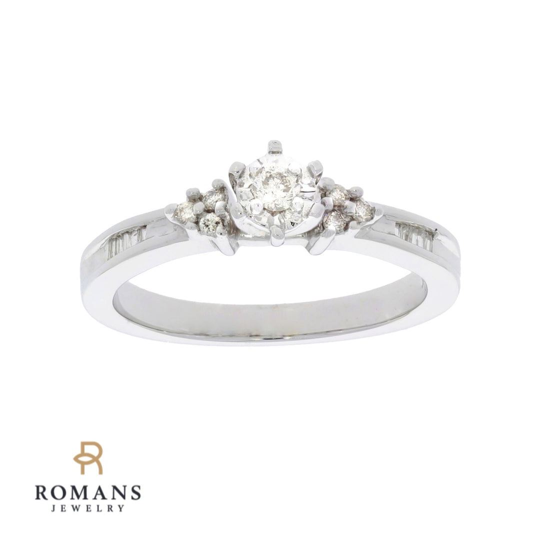 Diamond Engagement Ring 14K White Gold .15CT
