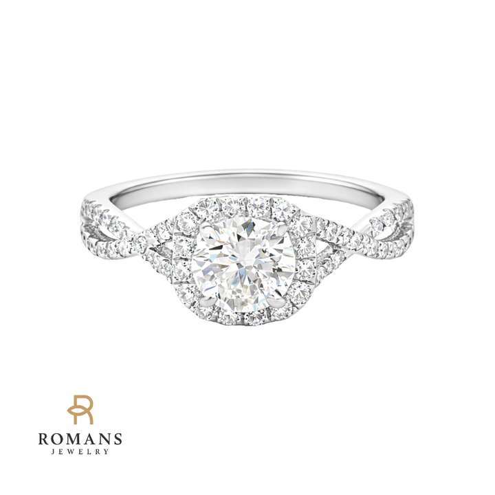 Diamond Engagement Ring 18K White Gold 1CT